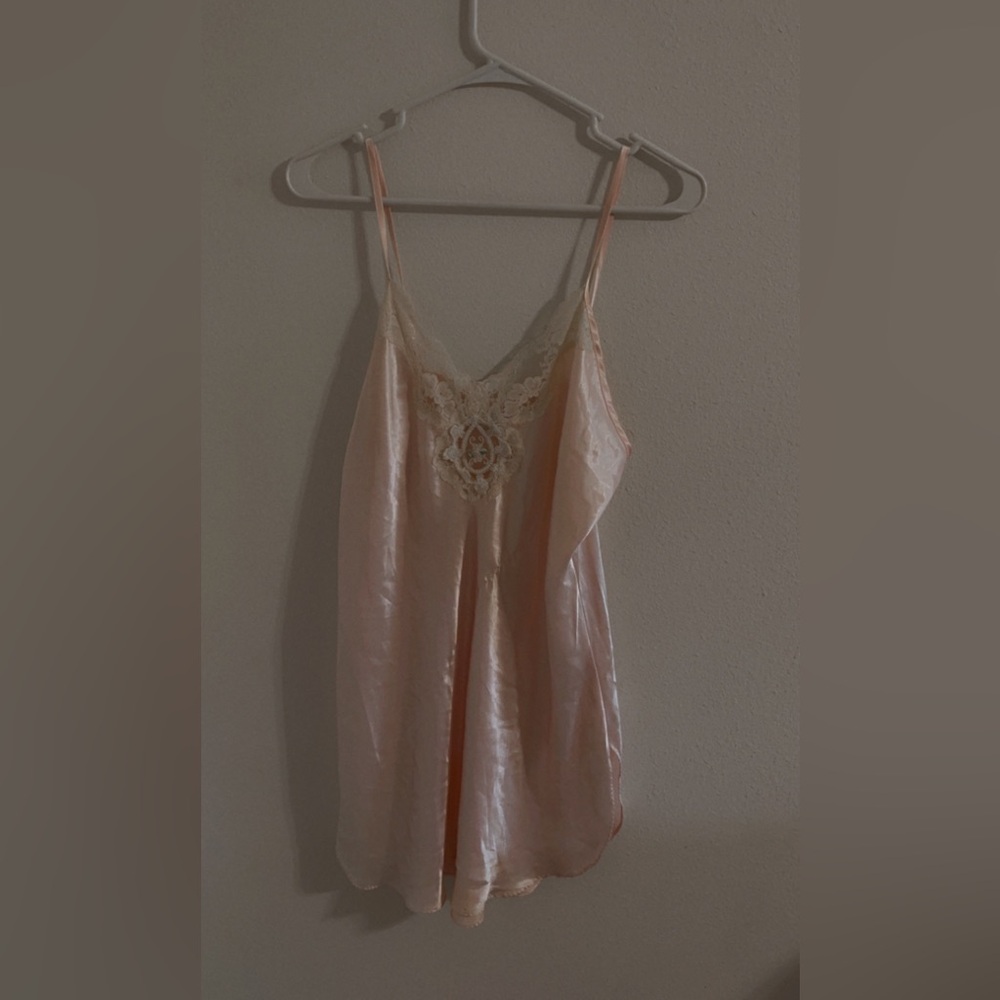 Vintage Satin Baby Pink Slip Night Dress